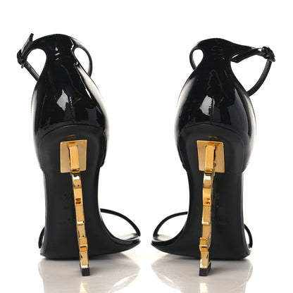 Saint Laurent Patent Calfskin Opyum 110 Sandals 38.5 Black Gold 5 of 9