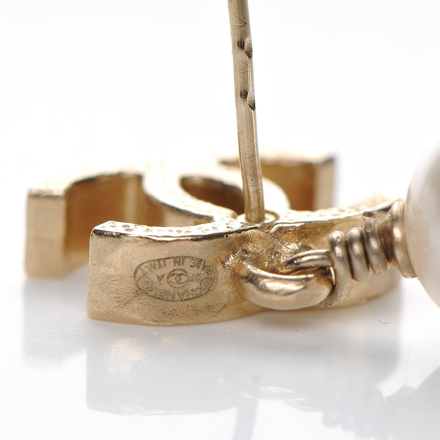 Pearl CC Drop Earrings Gold