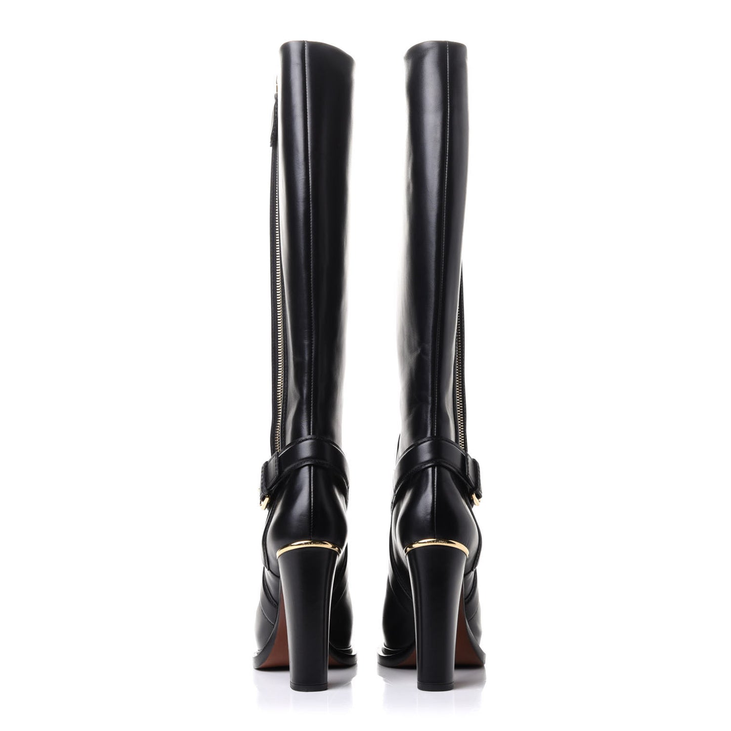Calfskin Forefront High Boots 38 Black