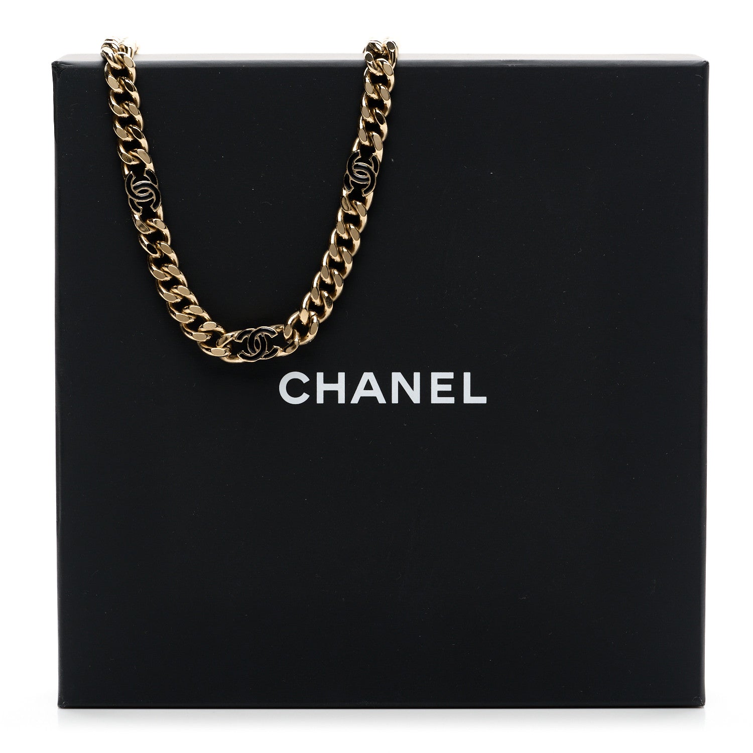 Chanel Metal Enamel Chain CC Choker Gold Black 6 of 6