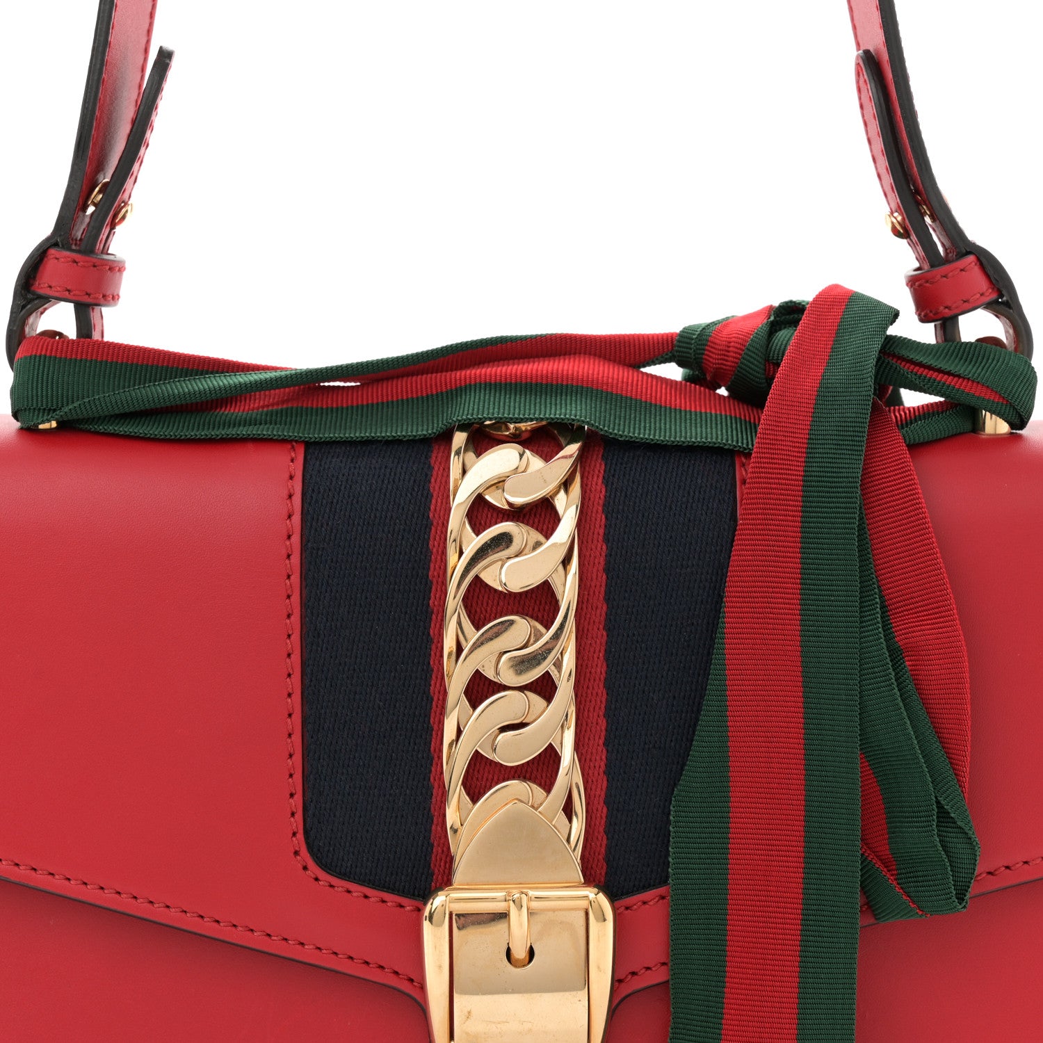 Gucci Calfskin Small Sylvie Shoulder Bag Hibiscus Red 8 of 12