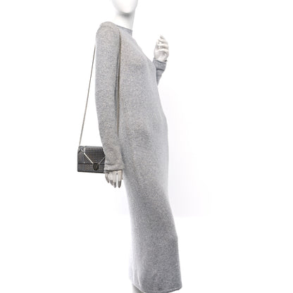 Christian Dior Metallic Patent Micro-Cannage Diorama Wallet on Chain Pouch Silver 2 of 13