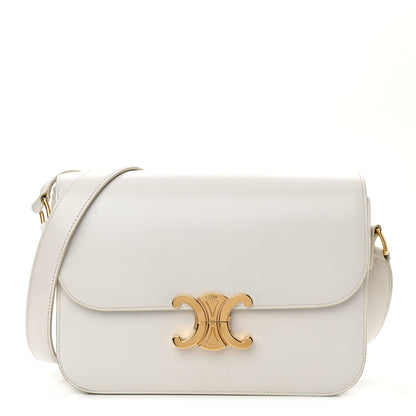 Celine Shiny Calfskin Medium Triomphe White 1 of 13
