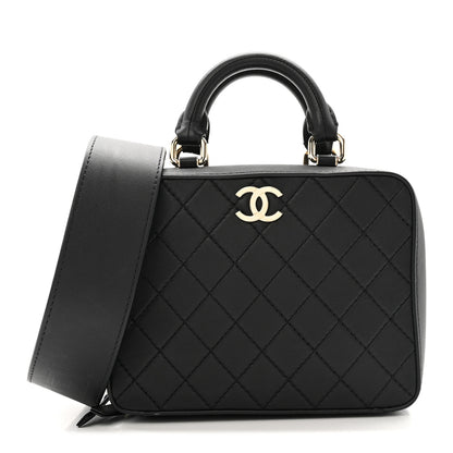 Chanel Calfskin Quilted Travel Kit Vanity Case Black 1 of 11