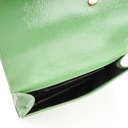 Saint Laurent Textured Patent Large Belle De Jour Clutch Green 5 of 7