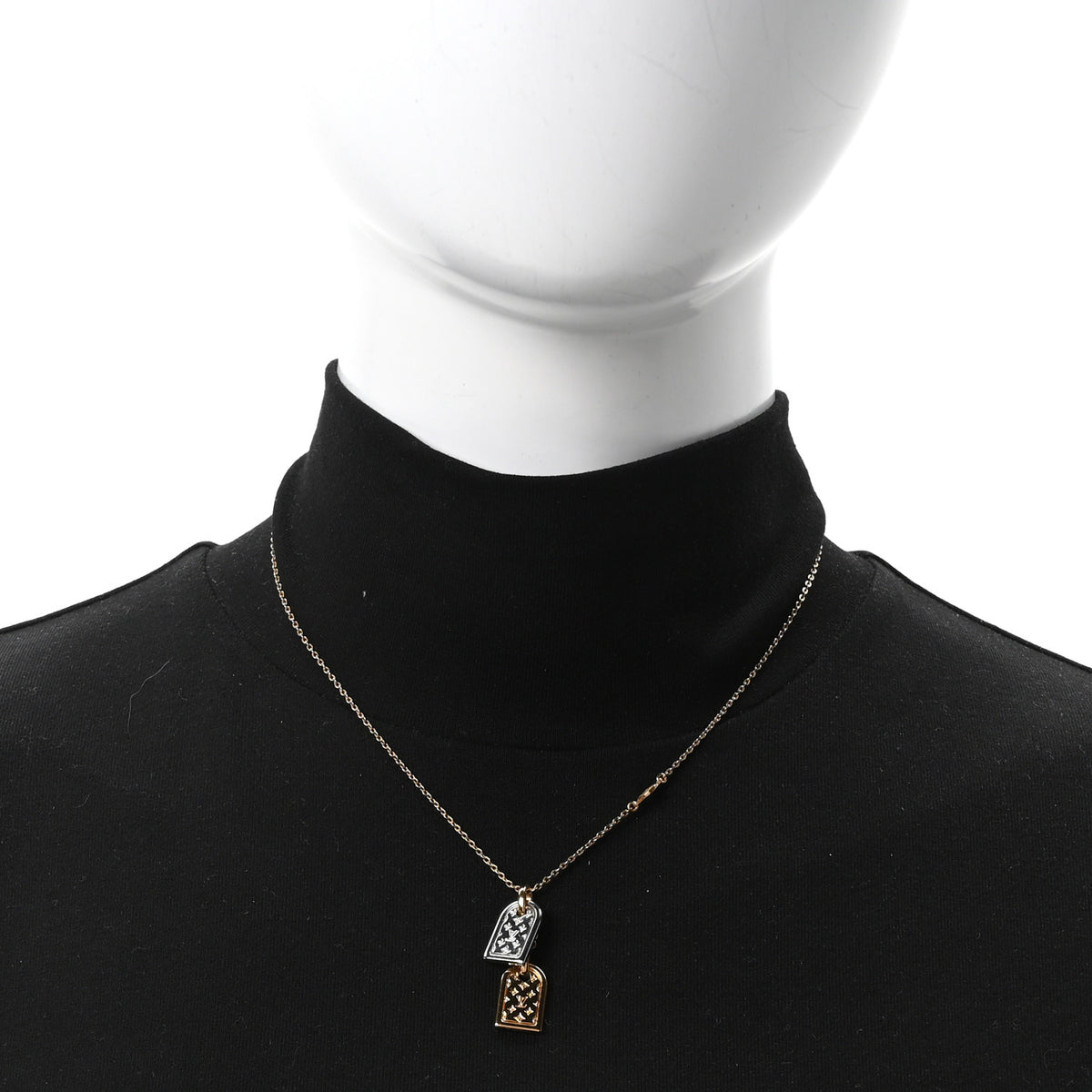 Louis Vuitton Nanogram Name Tag Necklace Gold Silver 2 of 7