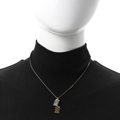 Louis Vuitton Nanogram Name Tag Necklace Gold Silver 2 of 7
