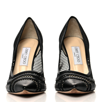 Jimmy Choo Mesh Calfskin Pointy Toe Romy 100 Pumps 39 Black 2 of 7