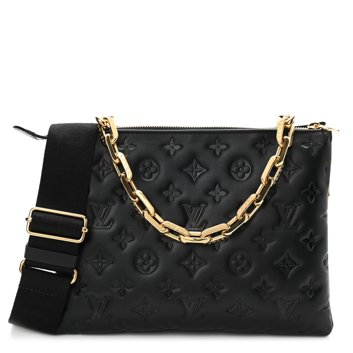 Lambskin Embossed Monogram Coussin PM Black