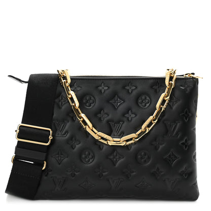 Louis Vuitton Lambskin Embossed Monogram Coussin PM Black 1 of 7