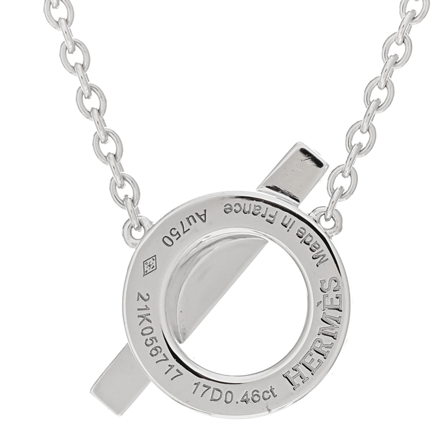 Hermes 18K White Gold Diamond Finesse Pendant Necklace 4 of 5