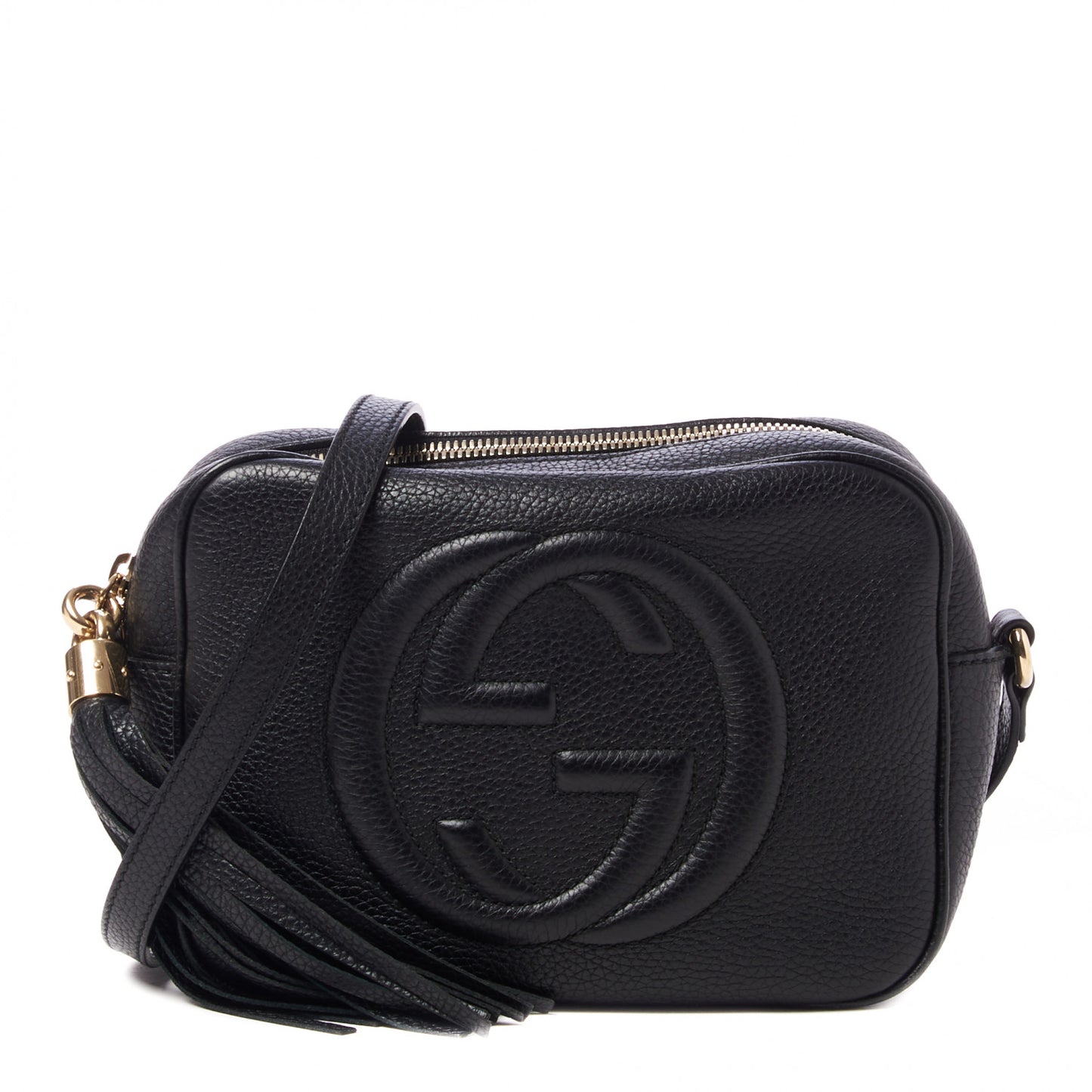 Pebbled Calfskin Small Soho Disco Bag Black