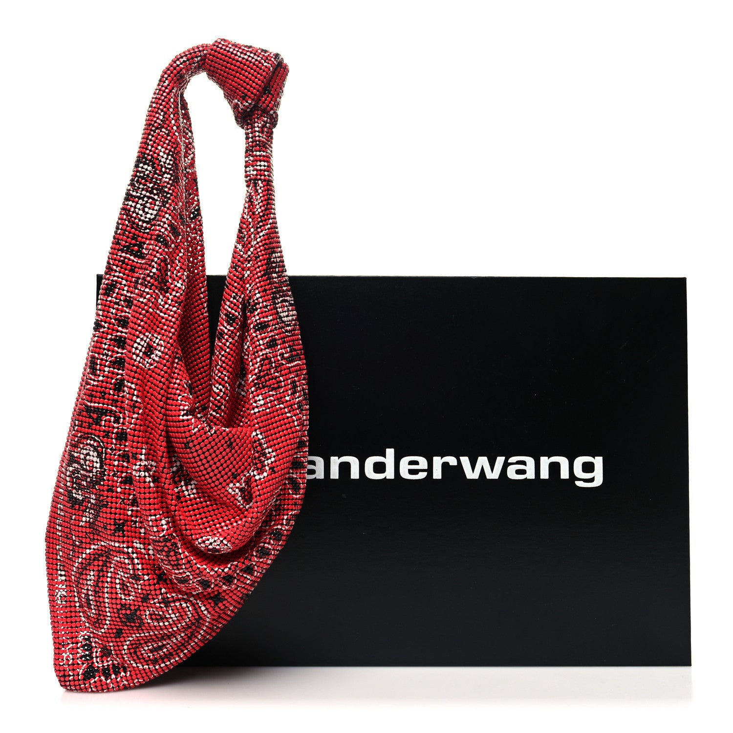 Alexander Wang Twill Chainmail Mesh Printed Bandana Scarf Bag Bright Red 10 of 10