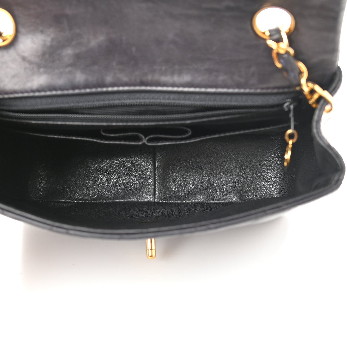 Lambskin Quilted Small Single Flap Black