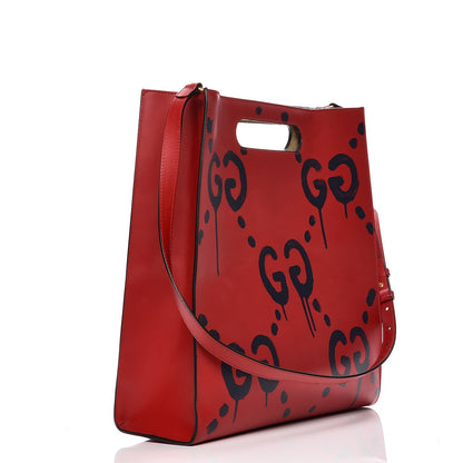 Gucci Calfskin GucciGhost Real Medium XL Tote Hibiscus Red 3 of 11