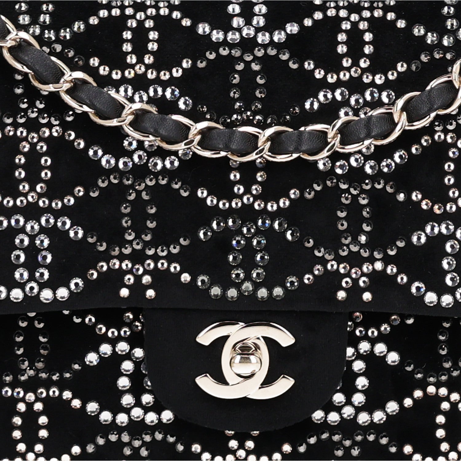 Chanel Velvet Crystal Medium Double Flap Black 8 of 11