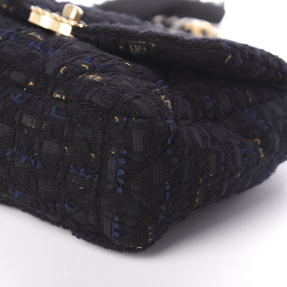 Chanel Tweed Quilted Medium 19 Flap Black Navy Gold 10 of 10
