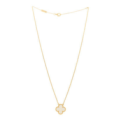 Van Cleef & Arpels 18K Yellow Gold Mother of Pearl Vintage Alhambra Pendant Necklace 3 of 6