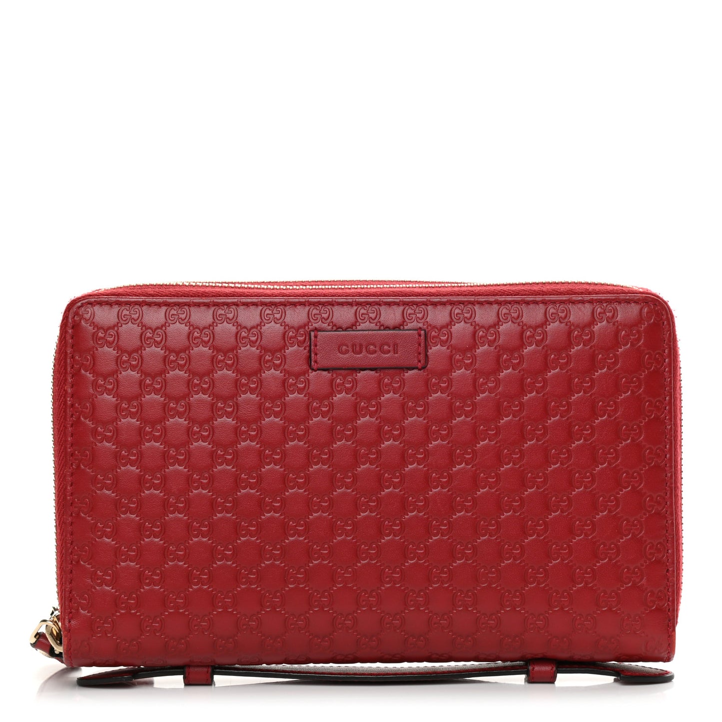 Microguccissima Zip Around Top Handle Travel Wallet Red
