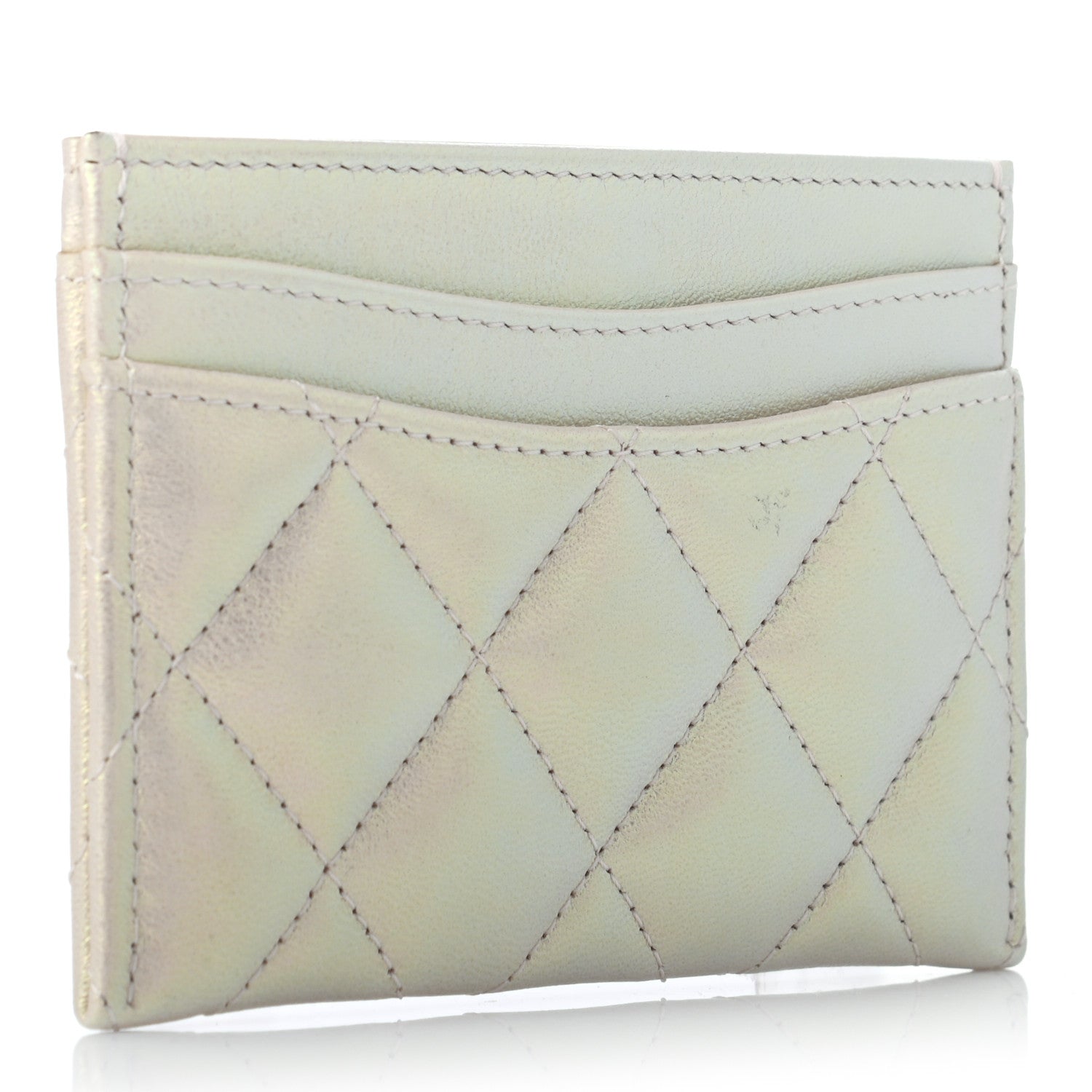 Chanel Iridescent Lambskin Quilted Card Holder Ivory 3 of 8