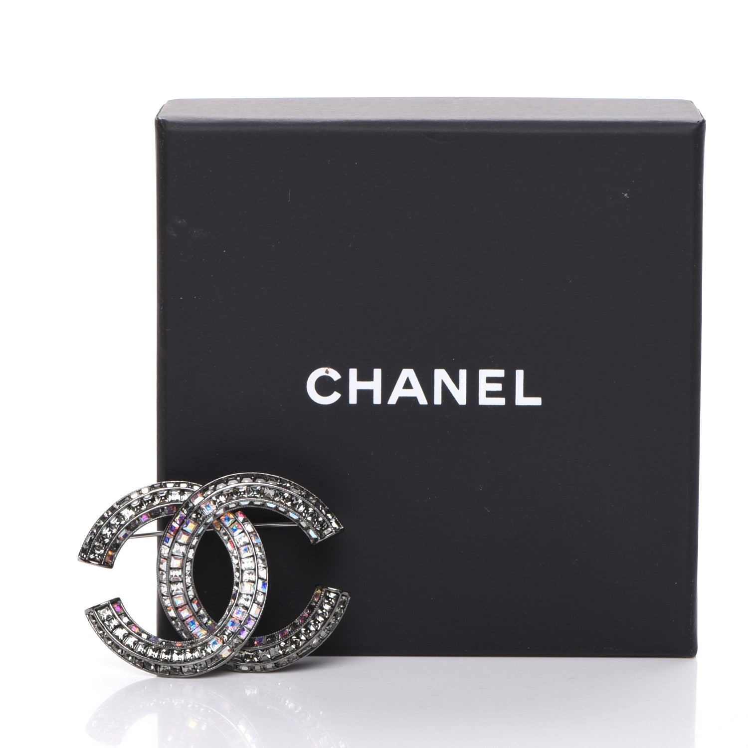 Chanel Ruthenium Crystal Baguette CC Brooch Multicolor 5 of 5