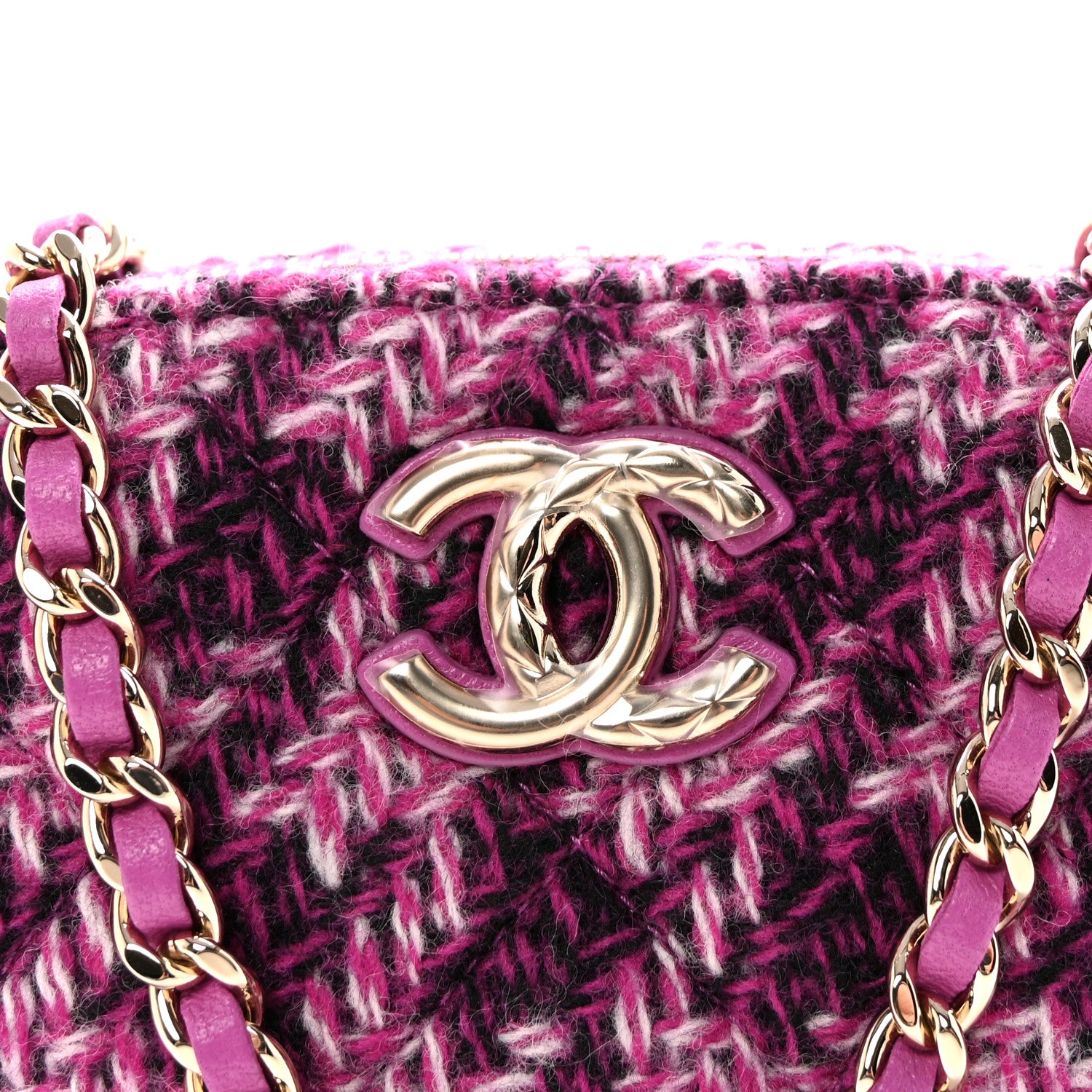 Chanel Tweed Quilted Mini Clutch With Chain Purple 8 of 11