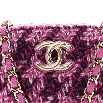 Chanel Tweed Quilted Mini Clutch With Chain Purple 8 of 11