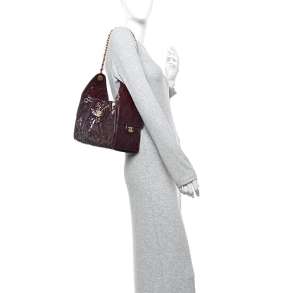 Chanel Shiny Crumpled Calfskin Quilted Small Chanel 25 Handbag Burgundy 2 of 11
