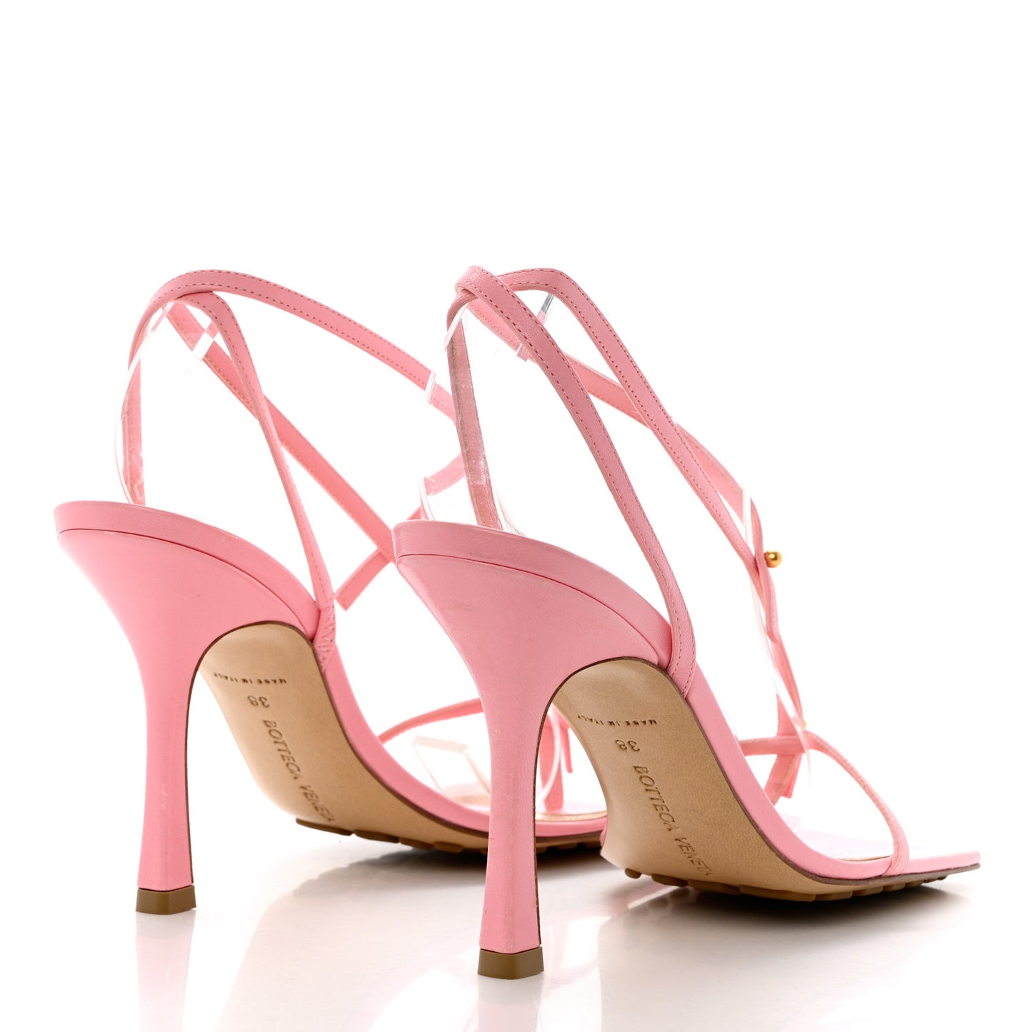 Lambskin Studded Stretch Multi Strap 90mm Sandals 38 Blossom