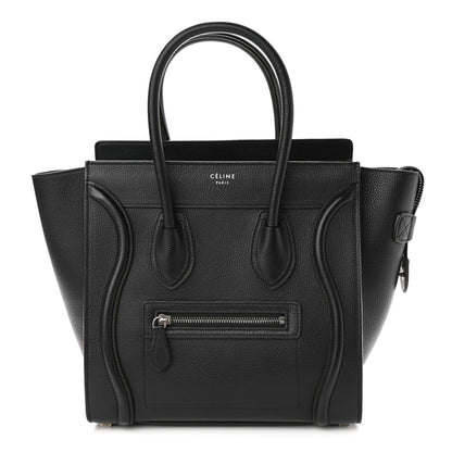 Celine Drummed Calfskin Micro Luggage Black 1 of 11