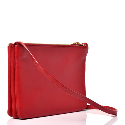 Celine Lambskin Large Trio Crossbody Bag Red 3 of 9