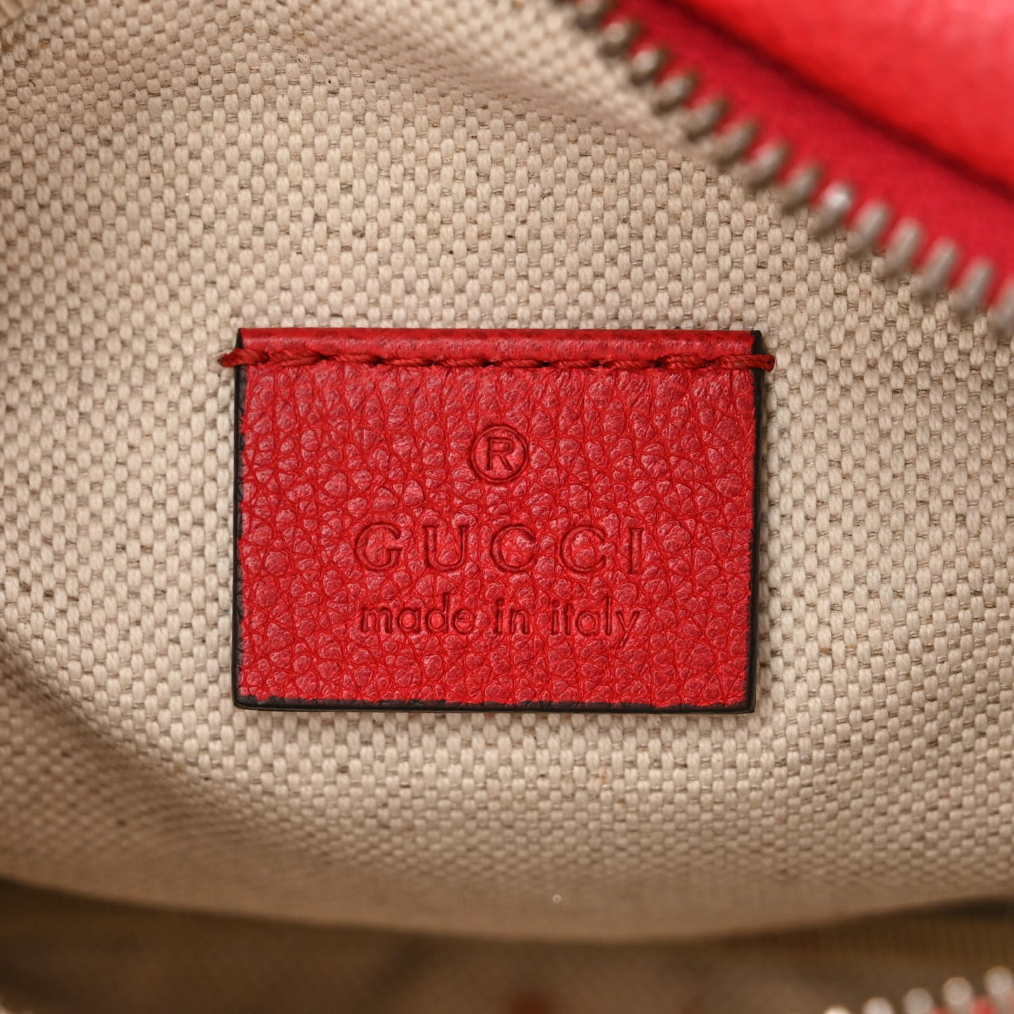 Grained Calfskin Small Logo Belt Bag Hibiscus Red