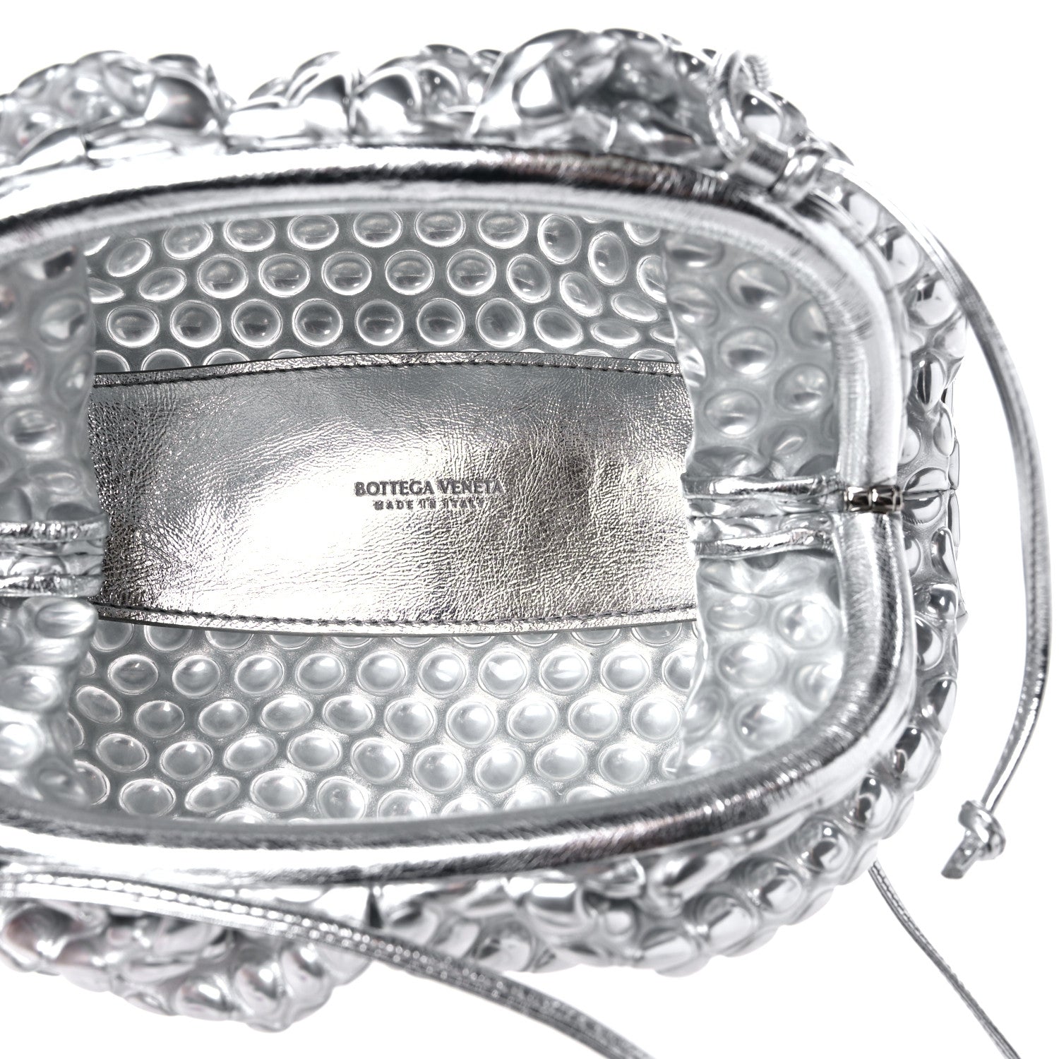Bottega Veneta Metallic Fabric Bubble Wrap The Mini Pouch Silver 5 of 9