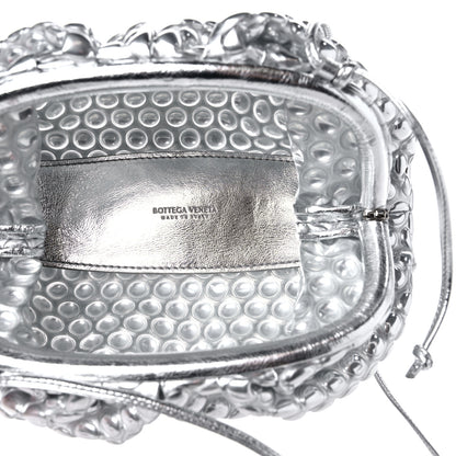 Bottega Veneta Metallic Fabric Bubble Wrap The Mini Pouch Silver 5 of 9