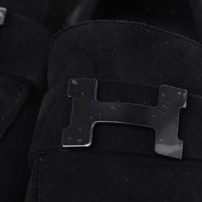 Hermes Suede Goatskin Mens Paris Loafers 40 Black 9 of 10