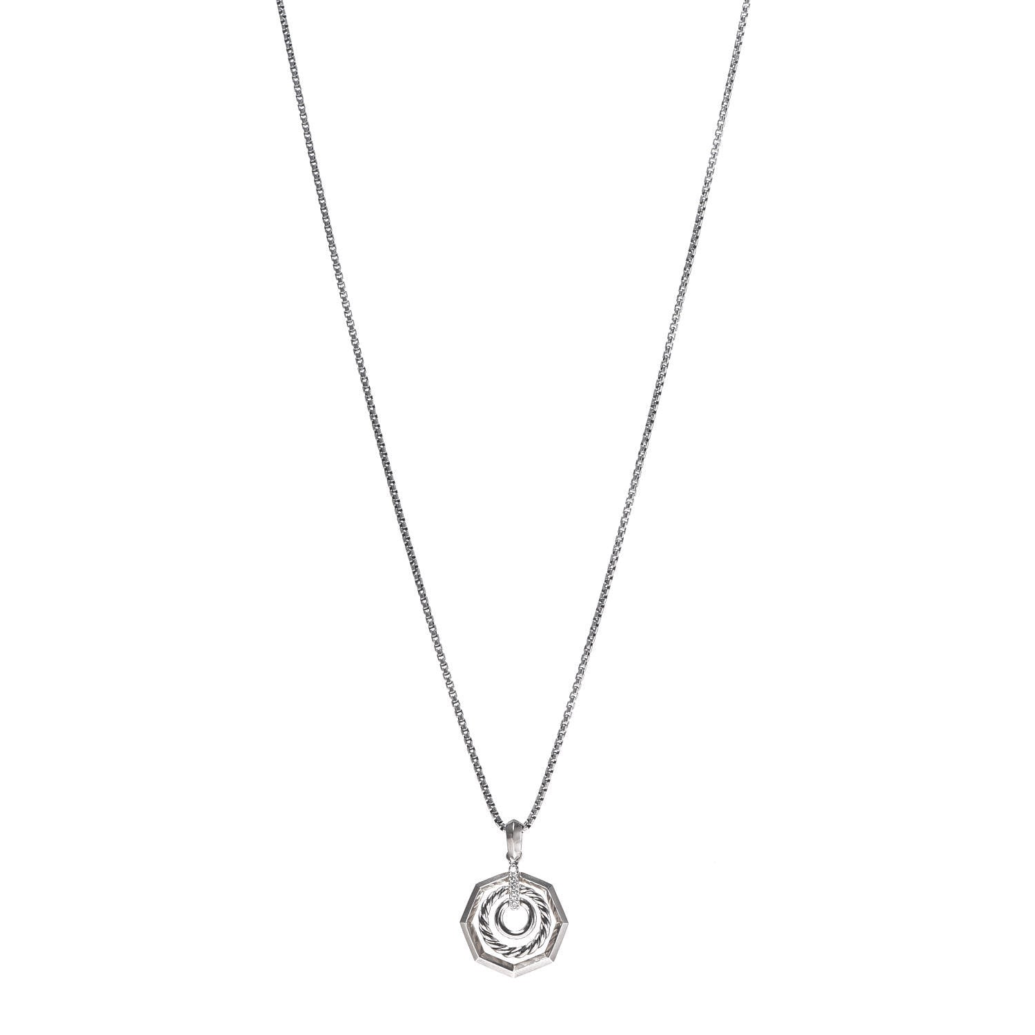 David Yurman Sterling Silver Diamond Stax Pendant Necklace 1 of 5