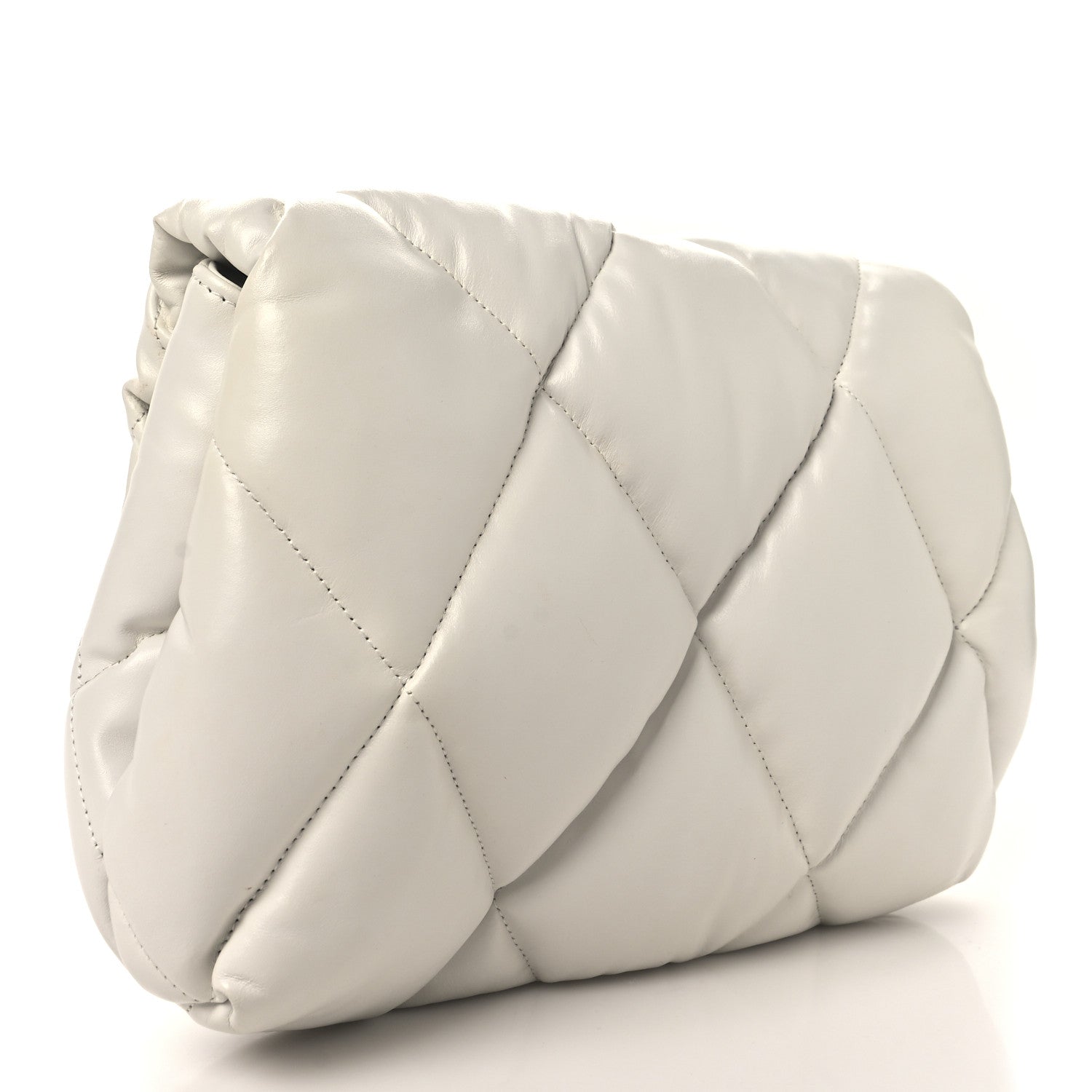 Balenciaga Nappa Calfskin Quilted Touch B Puffy Clutch White 3 of 8