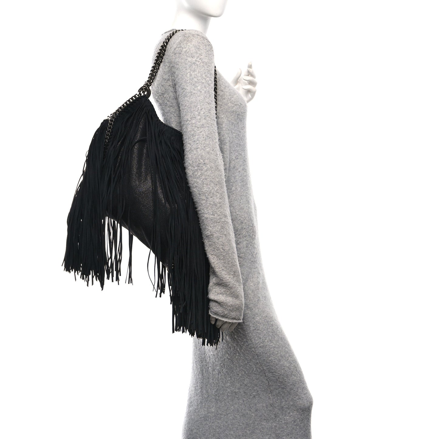 Eco Suede Fringe Falabella Tote Black