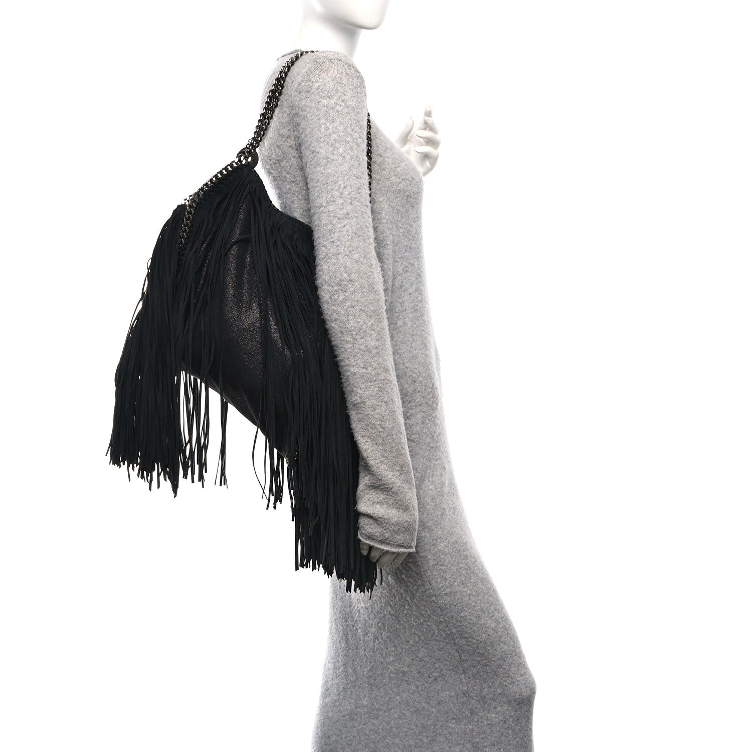 Stella McCartney Eco Suede Fringe Falabella Tote Black 2 of 9