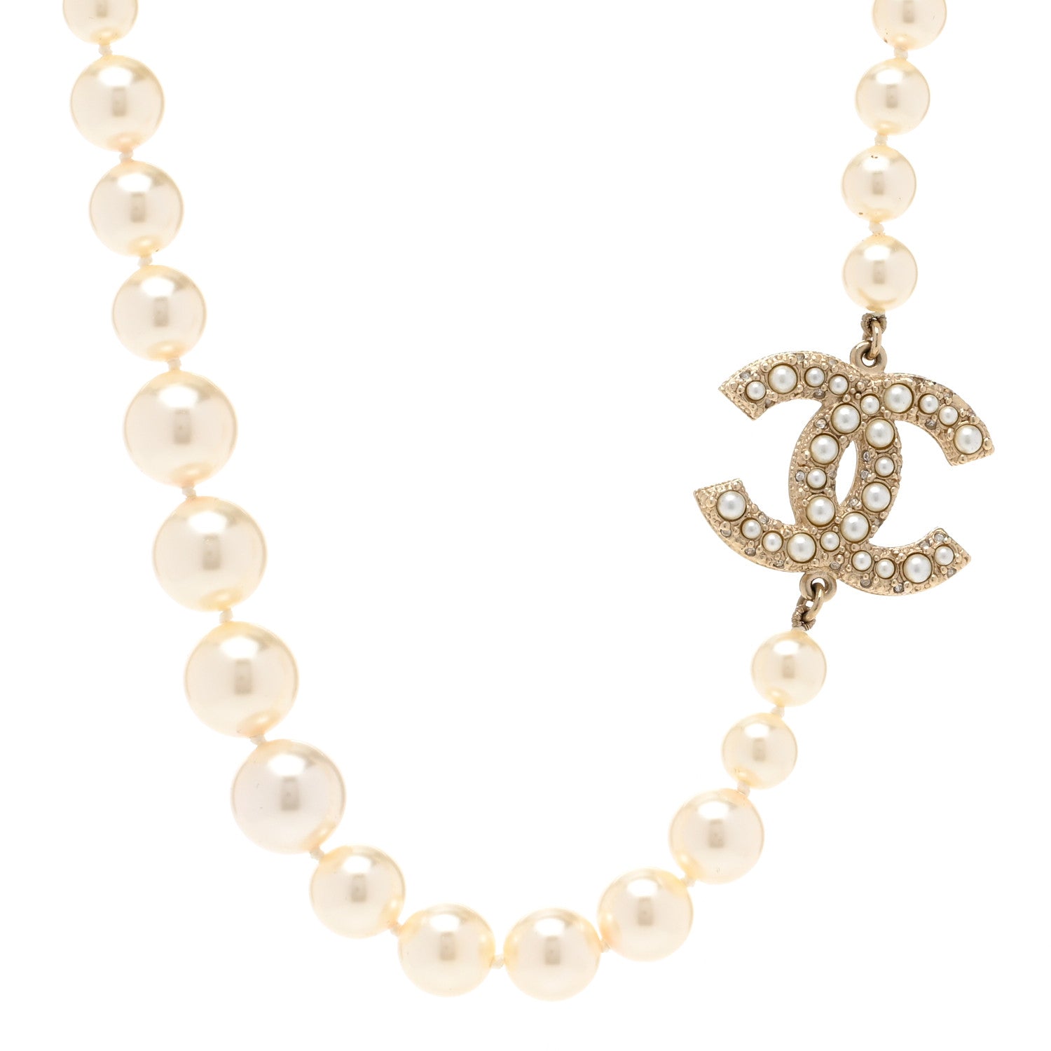 Chanel Pearl CC 100th Anniversary Necklace Light Gold 1 of 6