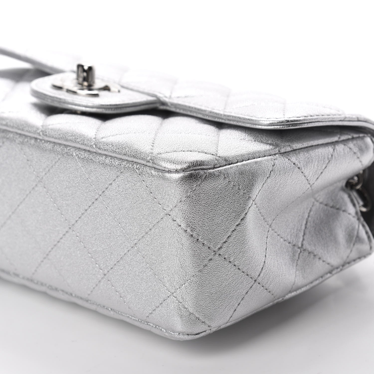 Chanel Metallic Lambskin Quilted Mini Rectangular Flap Silver 7 of 11