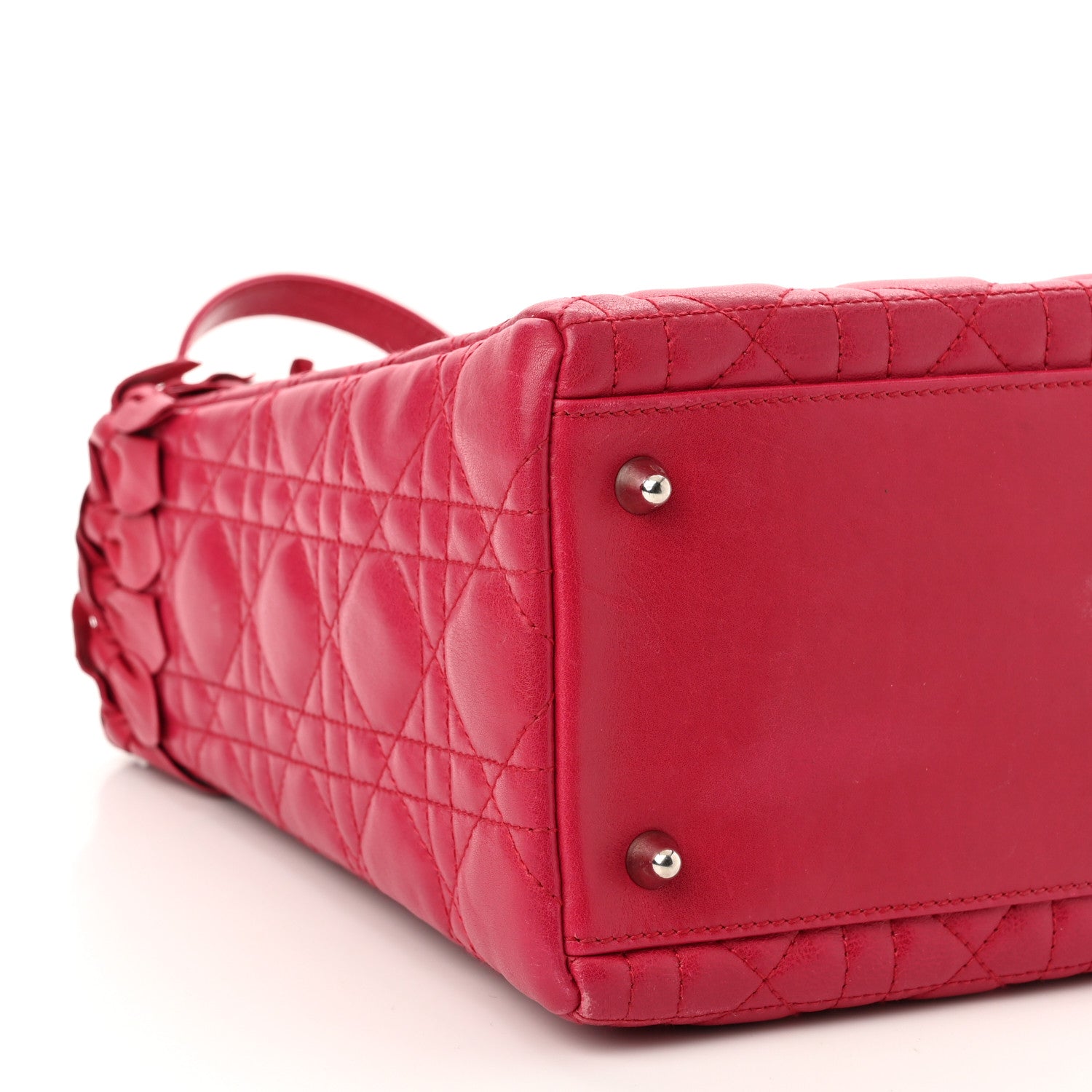 Christian Dior Lambskin Cannage Bow Medium Lady Dior Fuchsia 9 of 13