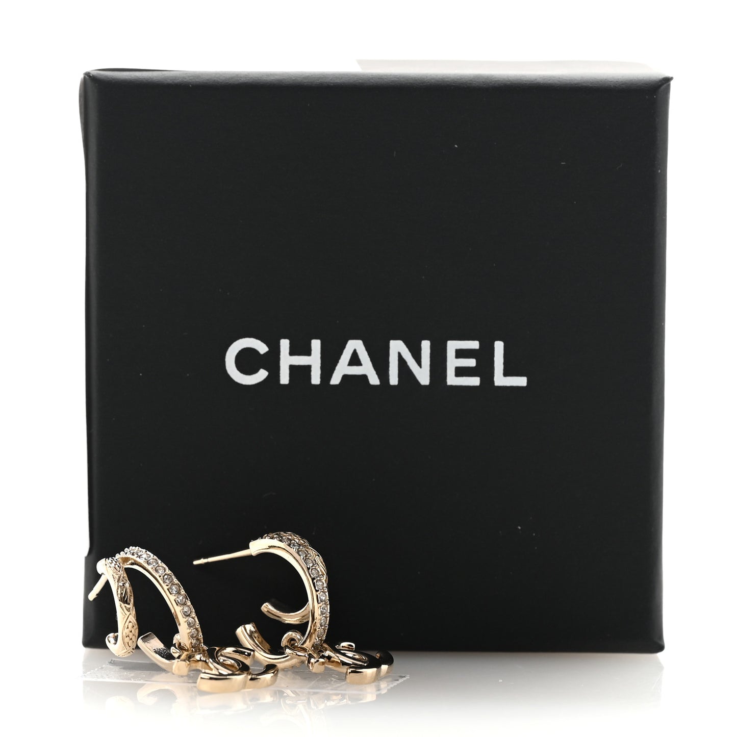 Crystal CC Double Hoop Earrings Gold