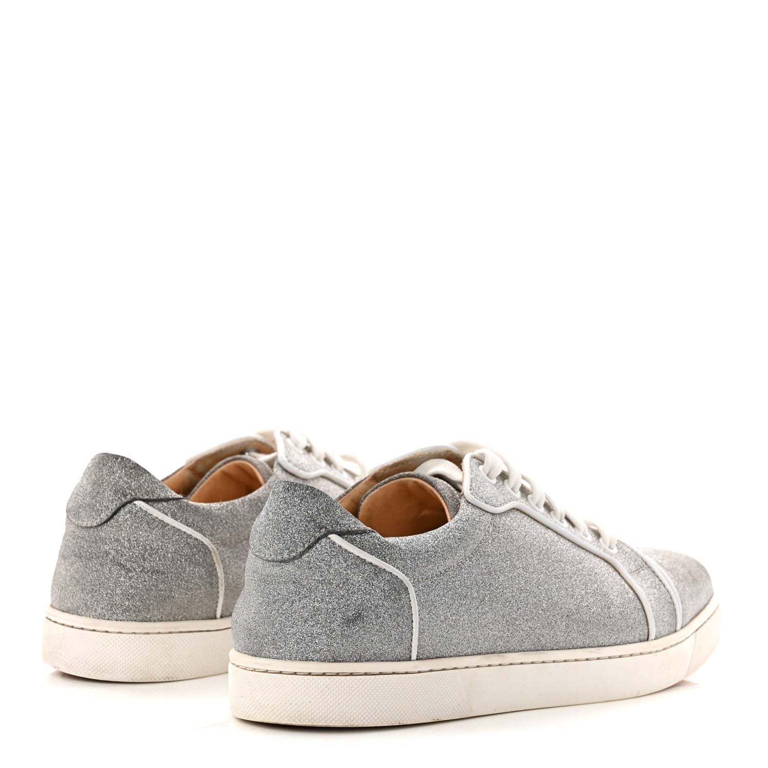 Christian Louboutin Glitter Calfskin Vieira Flat Sneakers 40.5 Silver 5 of 10