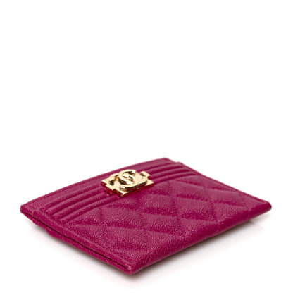 Chanel Caviar Quilted Boy Card Holder Fuchsia 4 of 8