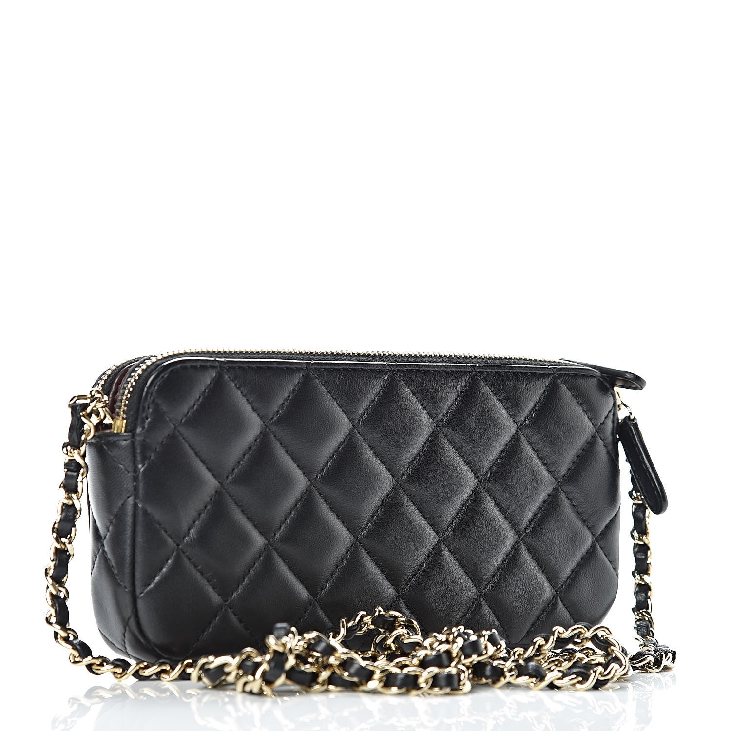 Chanel Lambskin Quilted Small Clutch With Chain Black 3 of 18