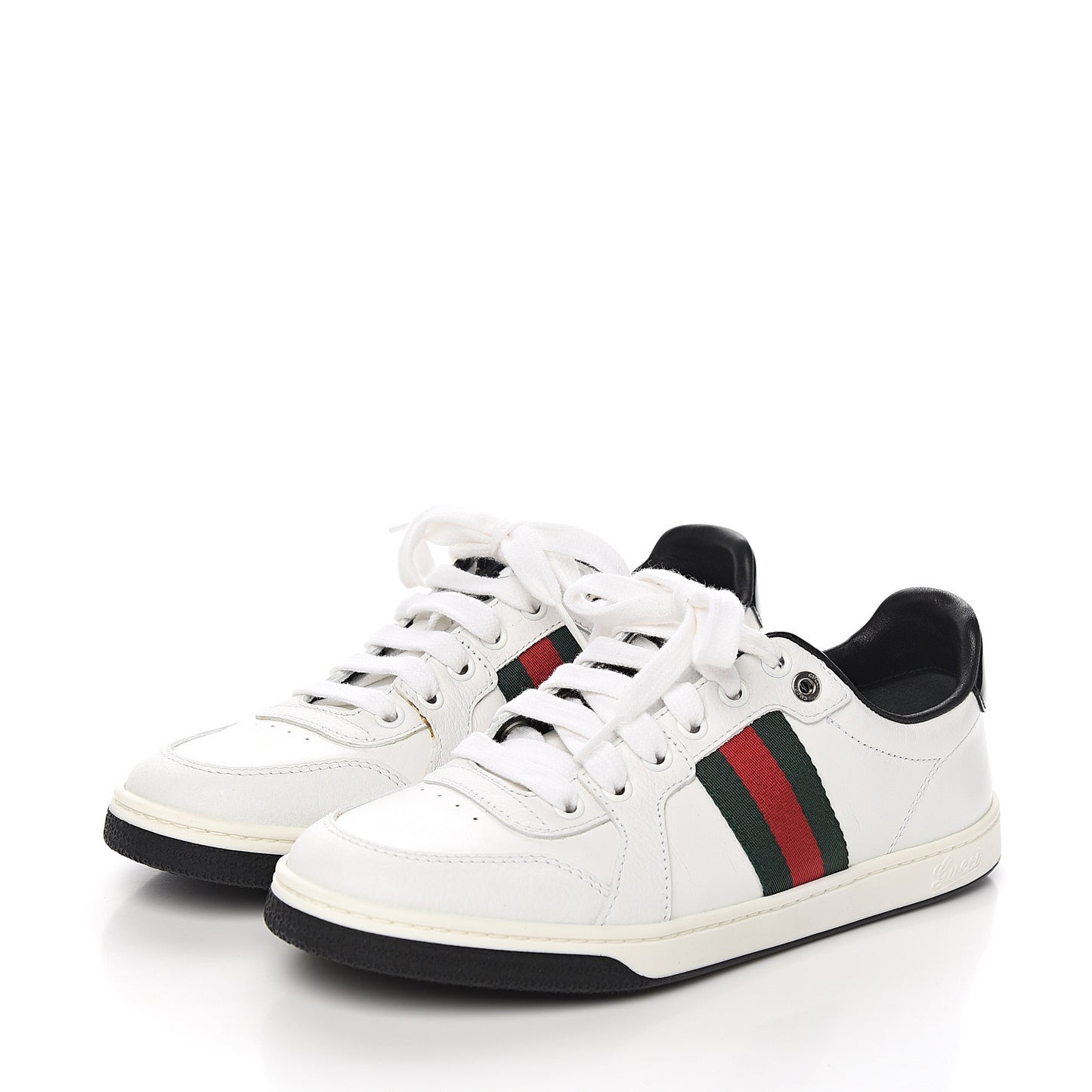 Calfskin Patent Web Mens GG Sneakers 36.5 White