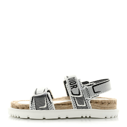 Christian Dior Technical Knit Jute Dioract 10mm Sandals 39.5 White Black 1 of 8