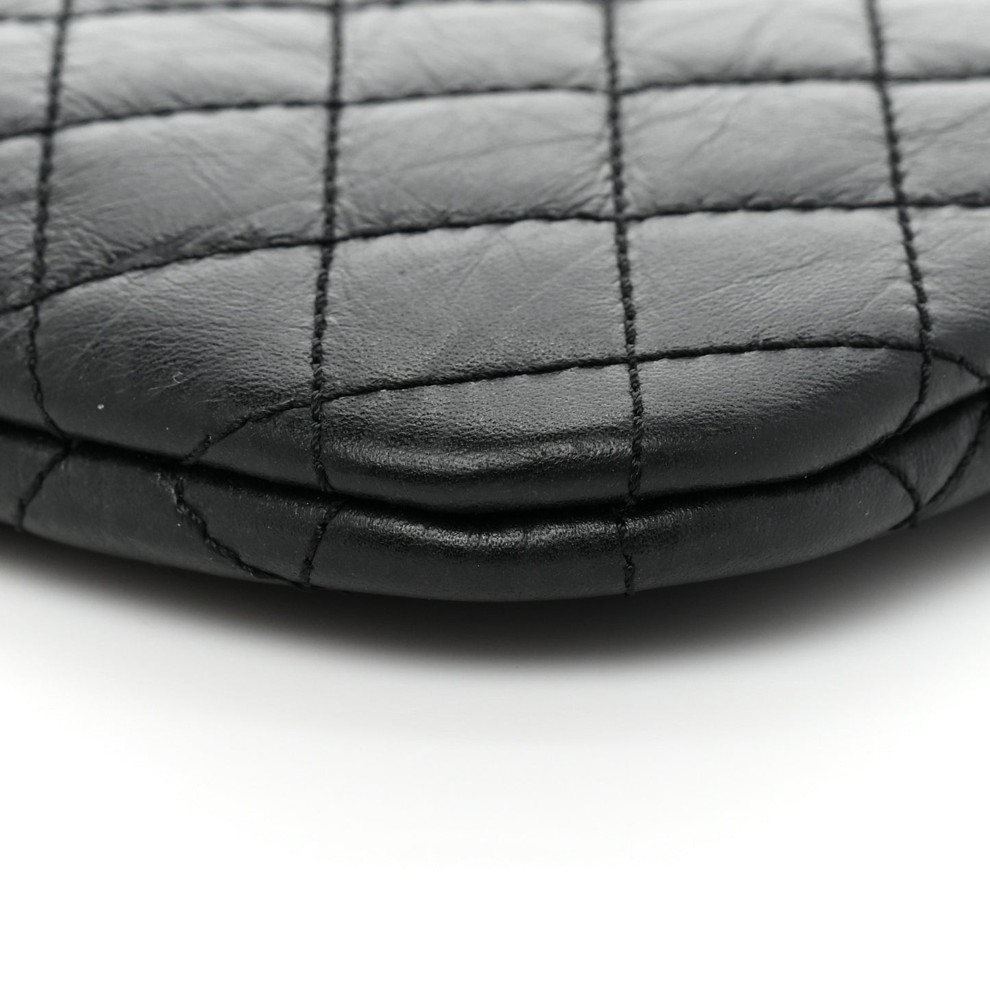 Aged Calfskin Quilted Crossbody Bag Black