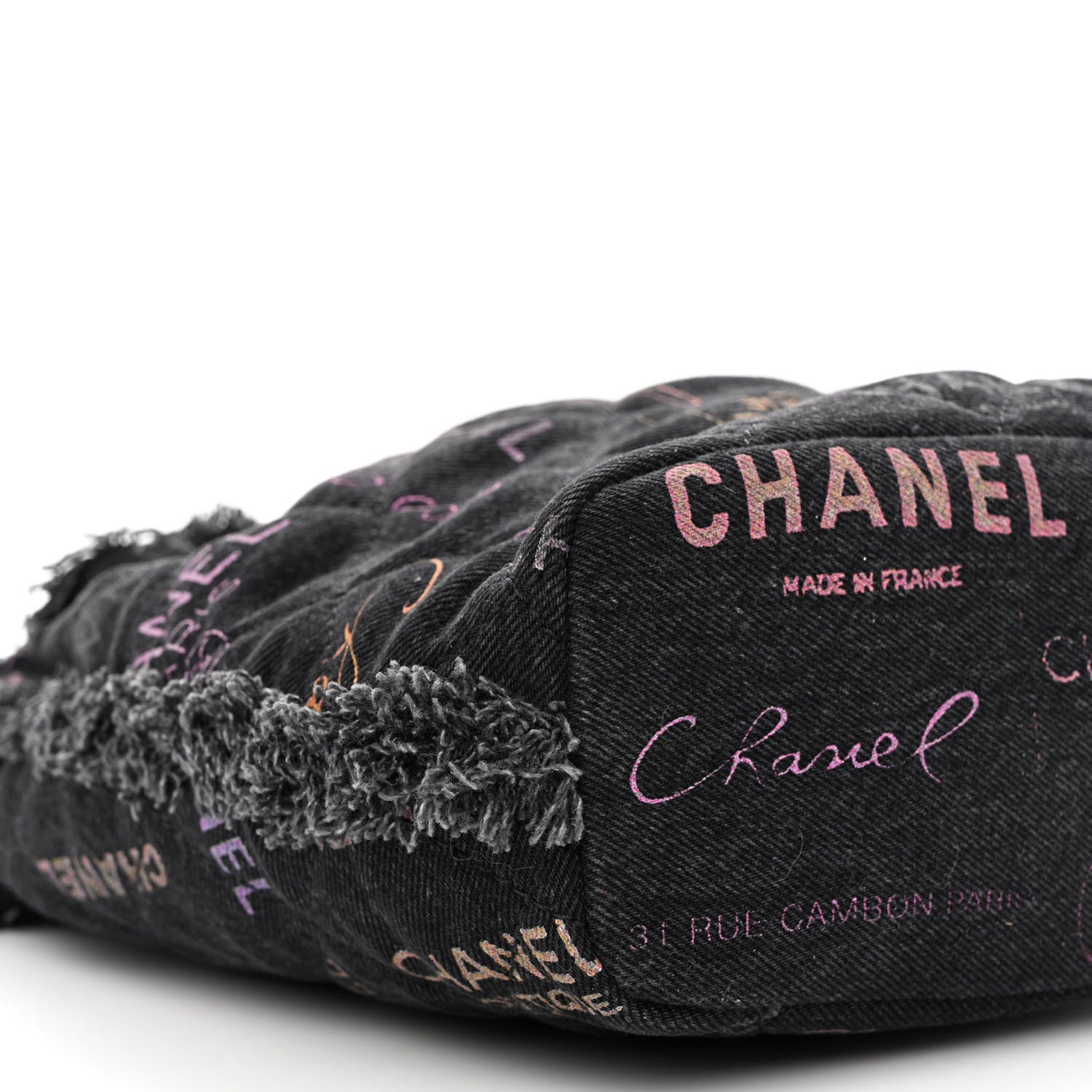 Chanel Denim Quilted Mood Bucket With Chain Black Multicolor 9 of 10